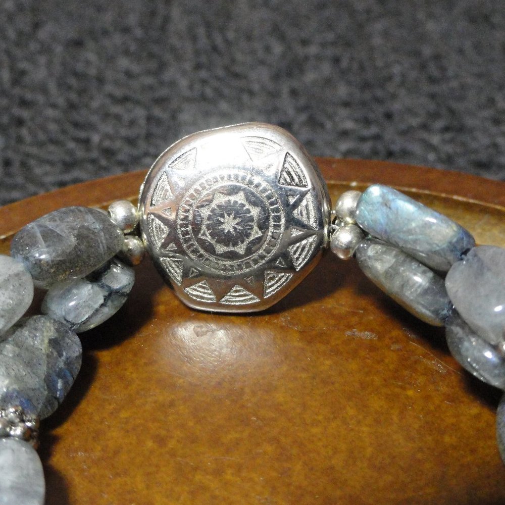 Labradorite 3 strand bracelet W/925  Southwestern sun desigh Charm~Bali … - Picture 4 of 6